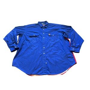 Polo Ralph Lauren Mens Blue Ski 92 Racing Graphic Stadium Button Up Shirt Large